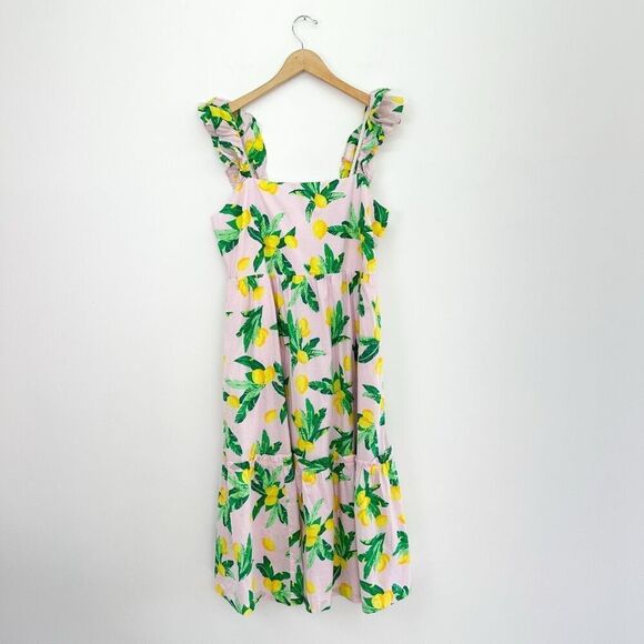 J. Crew Factory Women’s Plus Size Pink Lemon Novelty Printed Sleeveless Midi Dre - Picture 2 of 15